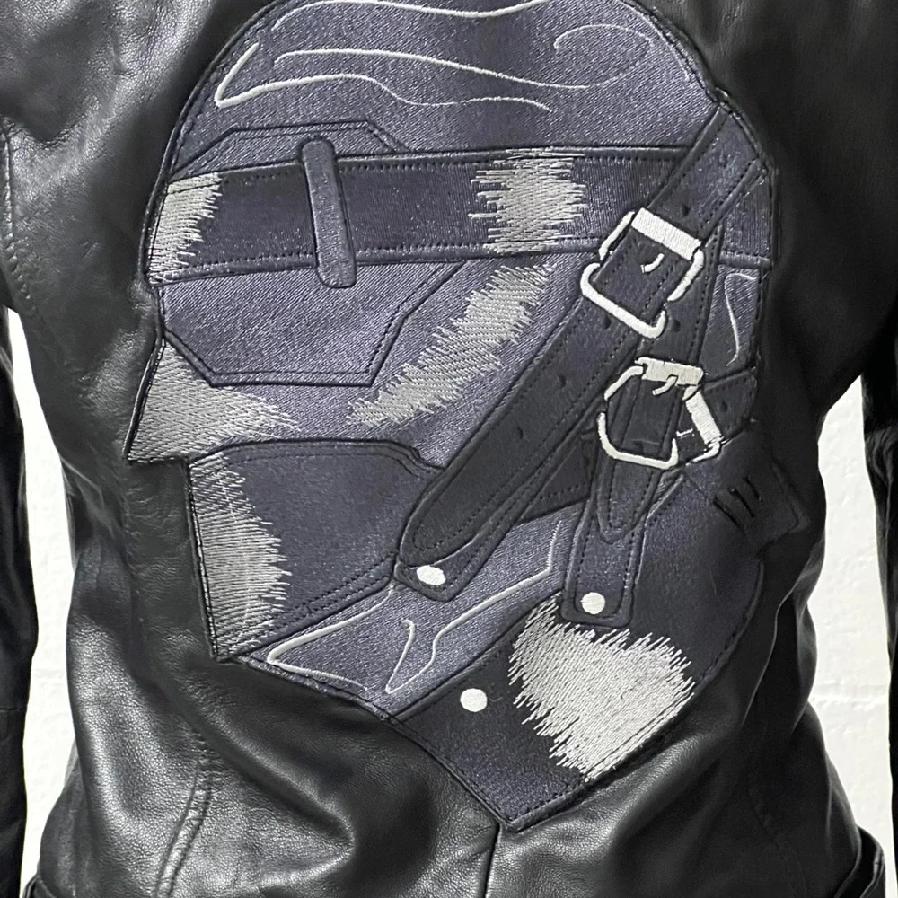 Barneys Originals Black Real Leather Studded Moto Jacket Fetish Back Size 4 - Picture 3 of 9